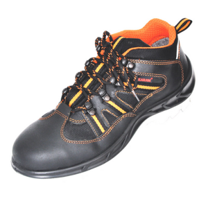 FS63 Sporty Lace-up Black Leather Safety Shoes