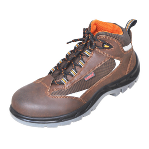 FS65 Sporty Lace-up Brown Leather Safety Shoes