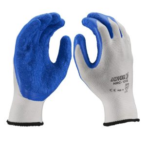 NRC-W/B White/BLUE Rubber Coating Safety Hand Gloves