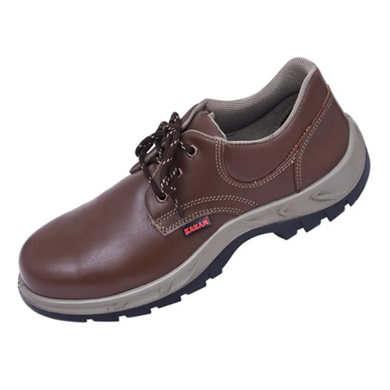 FS61 Sporty Lace-up Brown Leather Safety Shoes